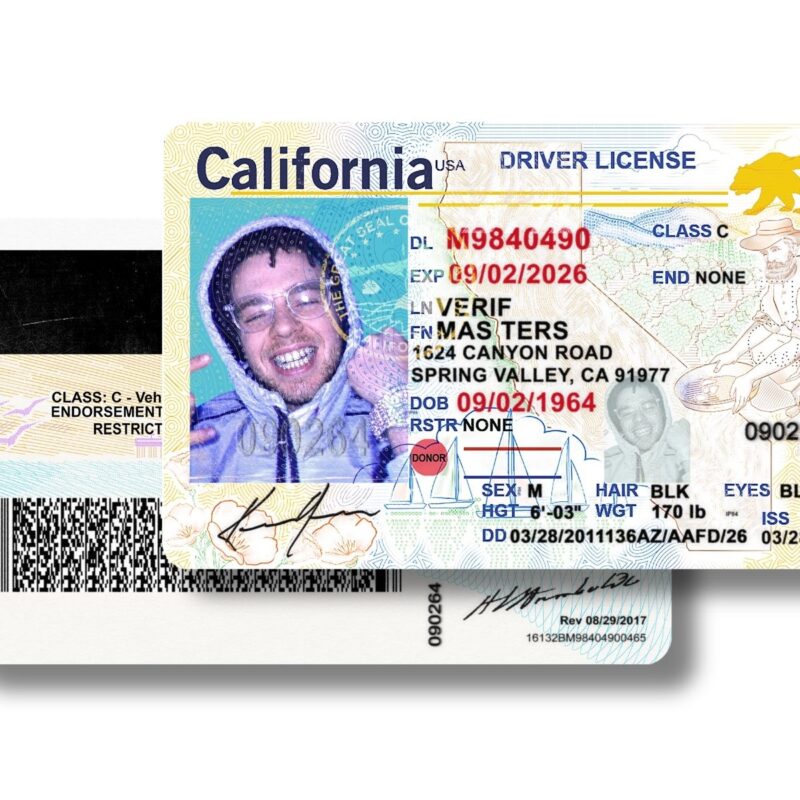 California - CA Driver's License Photoshop Template