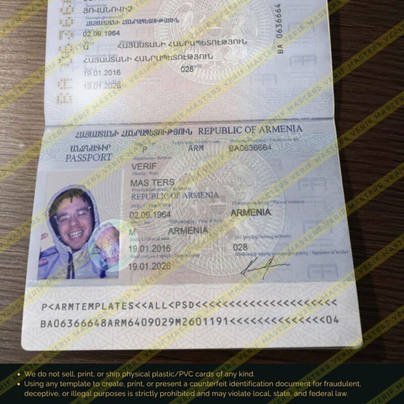 Armenia Passport Photoshop template