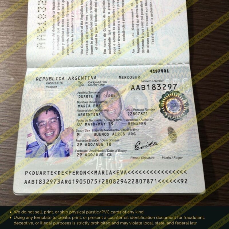 Argentina Passport Photoshop template