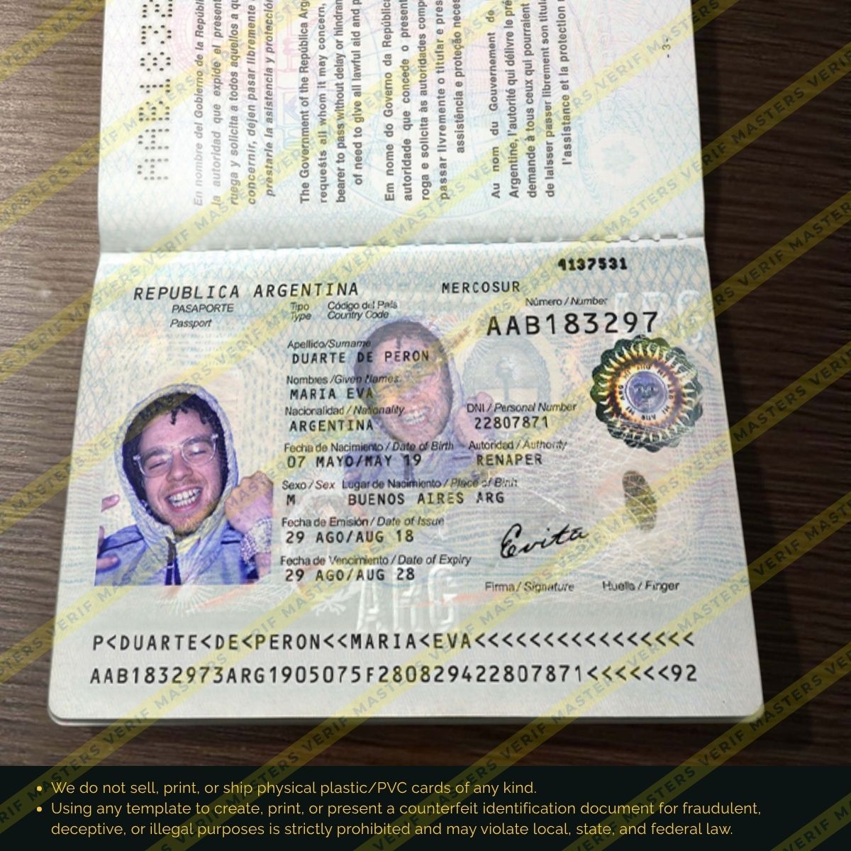 Argentina Passport Photoshop template