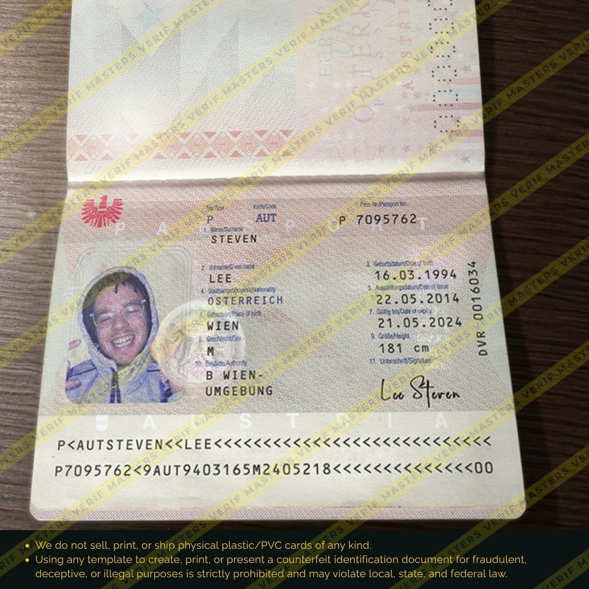 Austria Passport Photoshop template