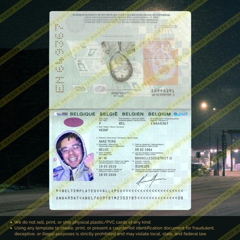 Belgium Passport Photoshop template