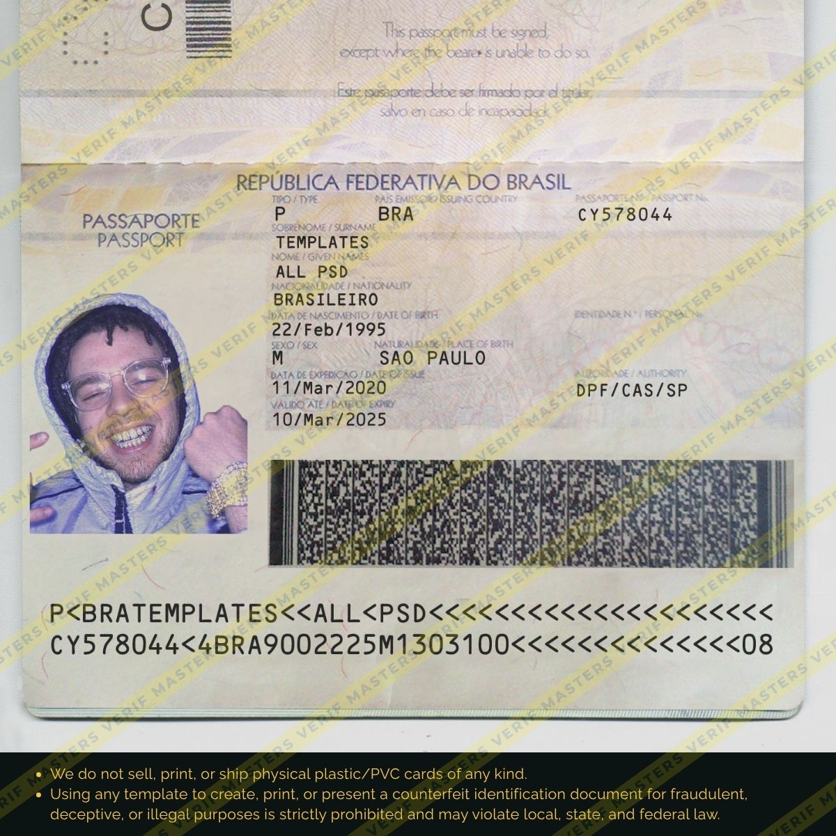 Brazil Passport Photoshop template