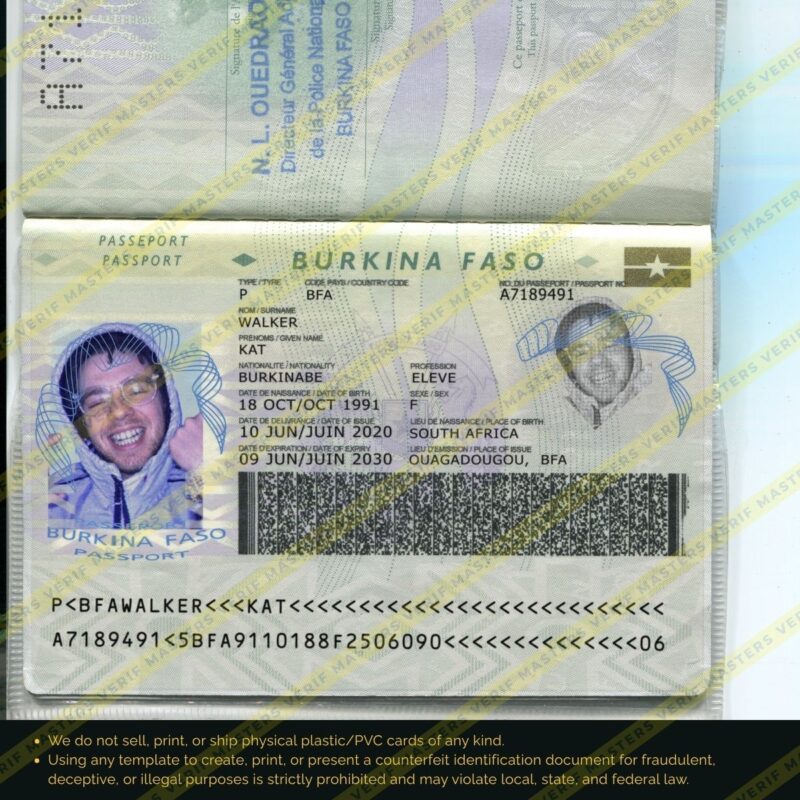 Burkina Faso Passport Photoshop template