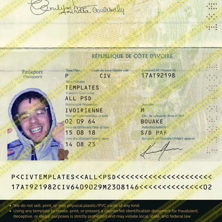 Côte d'Ivoire Passport Photoshop template