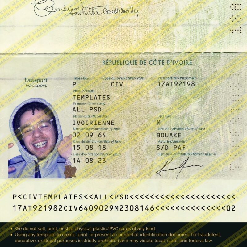 Côte d'Ivoire Passport Photoshop template