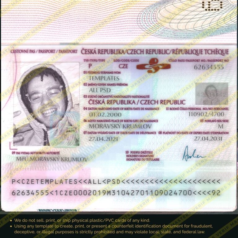 Czech Republic Passport Photoshop template