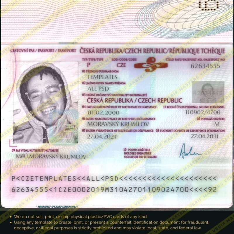 Czech Republic Passport Photoshop template