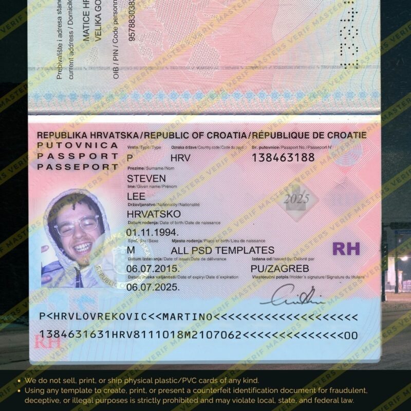 Croatia Passport Photoshop template