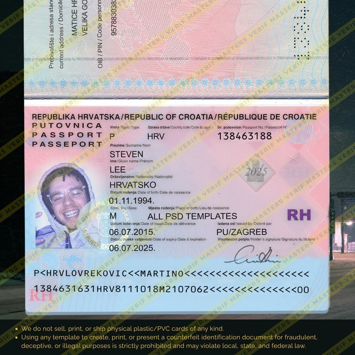 Croatia Passport Photoshop template