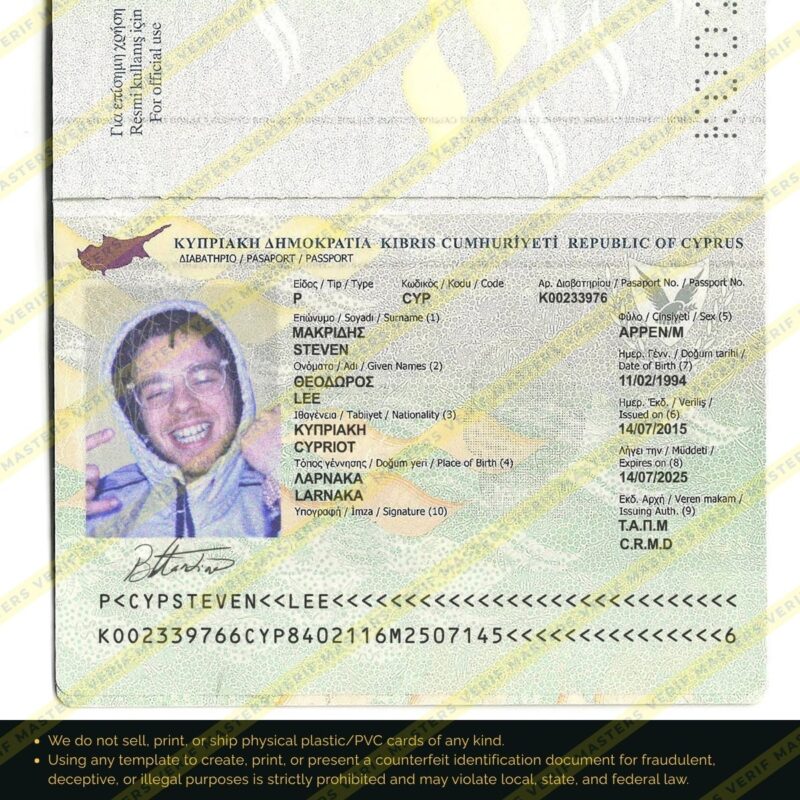 Cyprus Passport Photoshop template