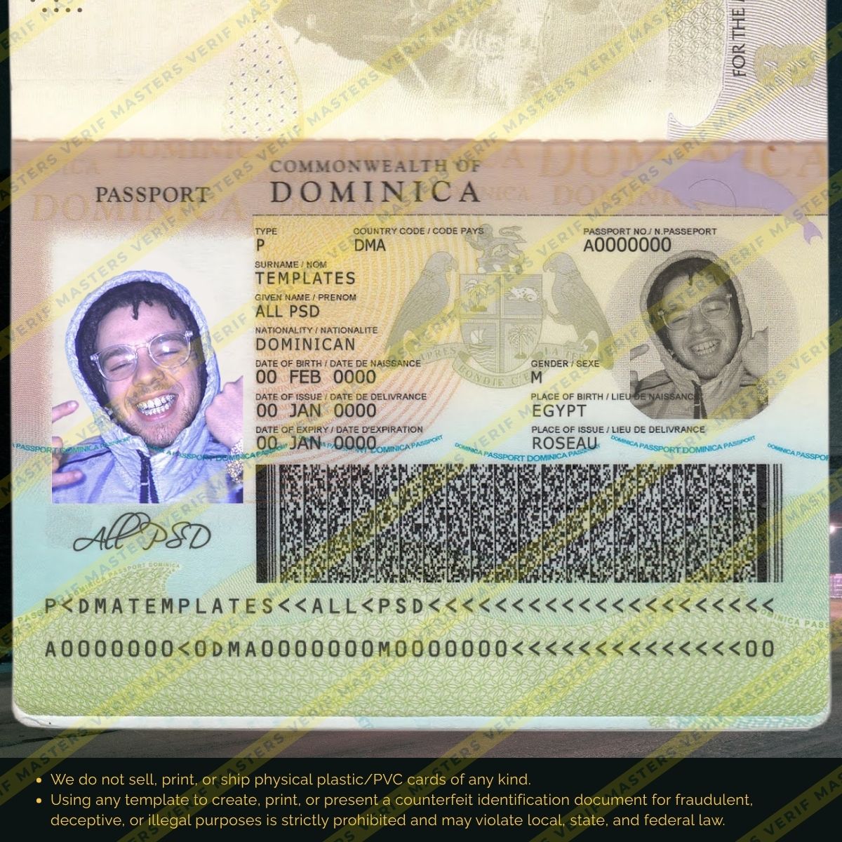 Dominican Republic Passport Photoshop template