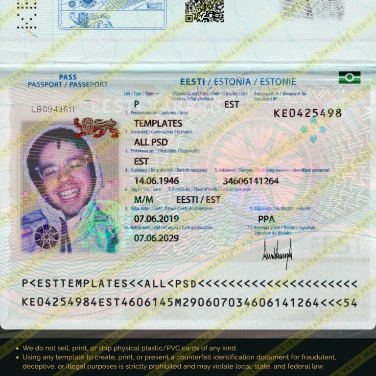 Estonia Passport Photoshop template