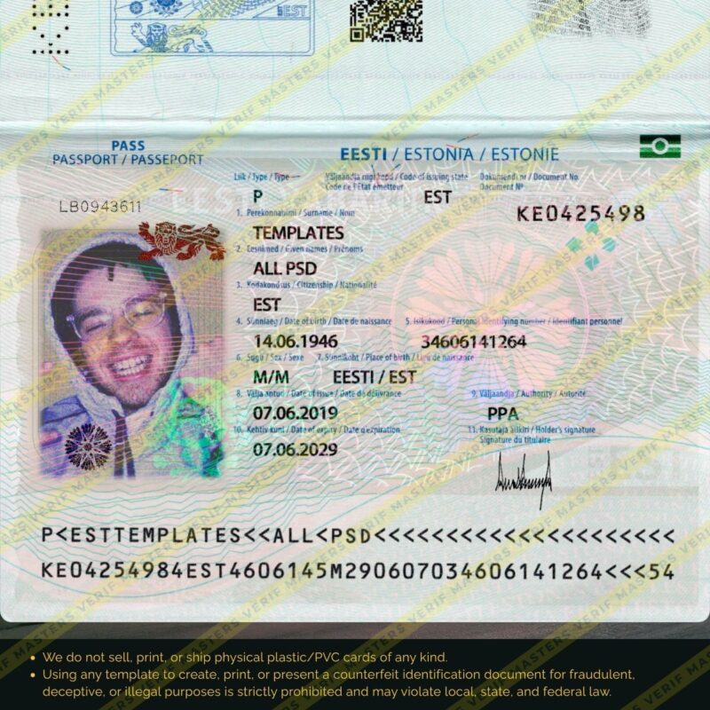 Estonia Passport Photoshop template