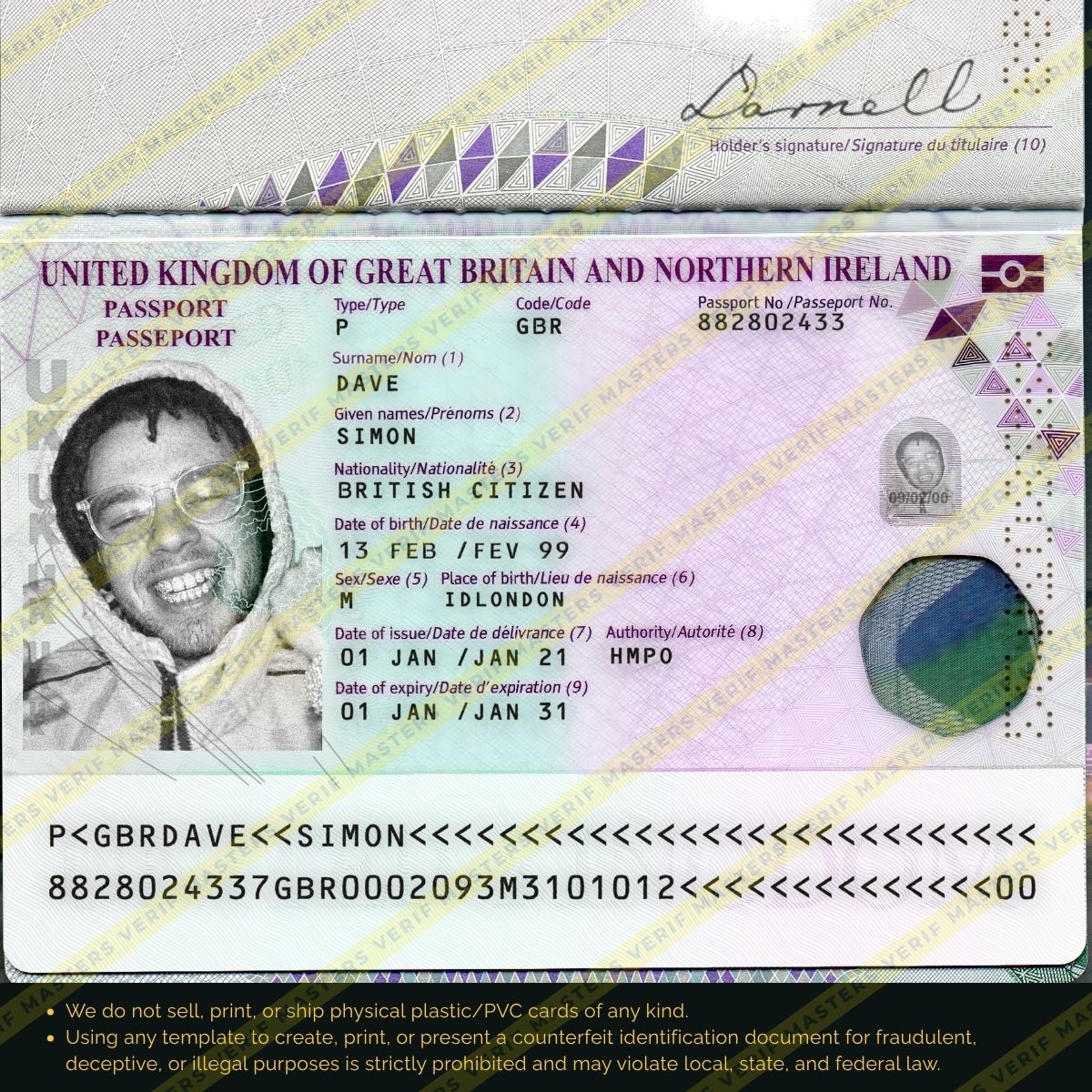 England Passport Photoshop template