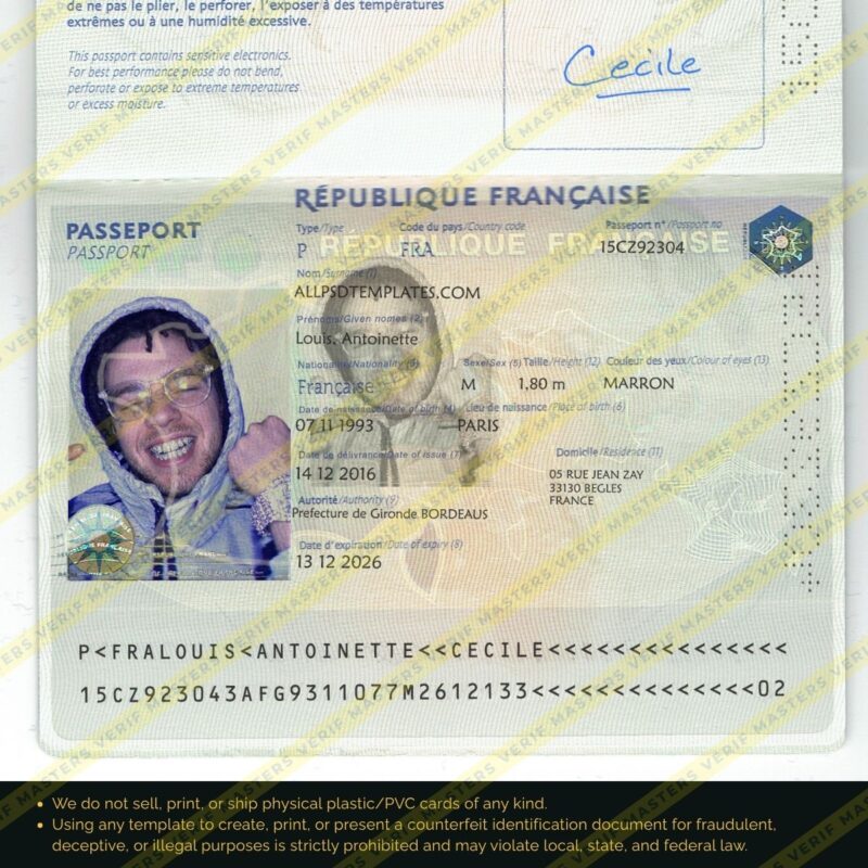 France Passport Photoshop template