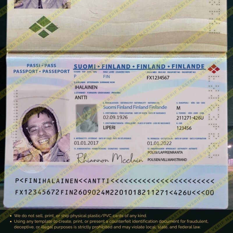 Finland Passport Photoshop template