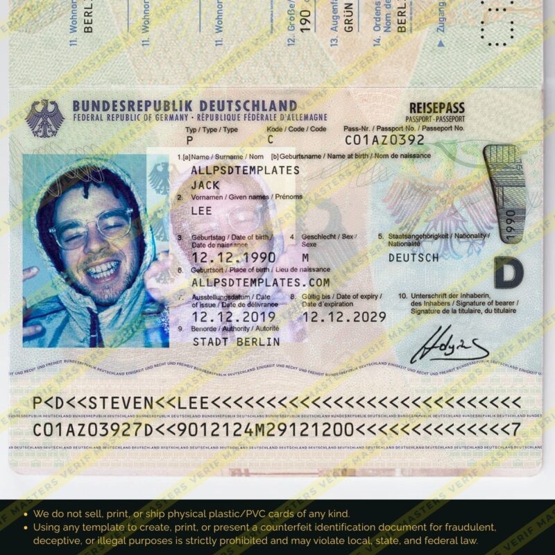 Germany Passport Photoshop template