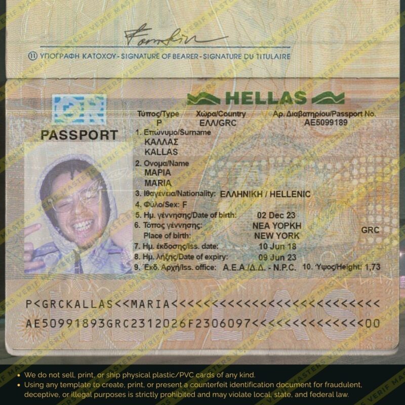 Greece Passport Photoshop template