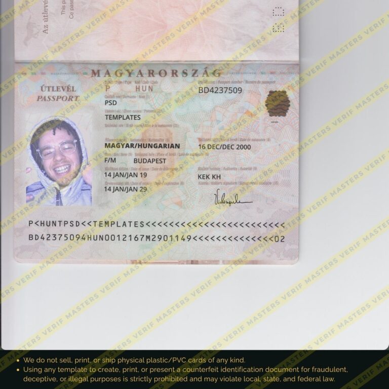 Hungary Passport Photoshop template