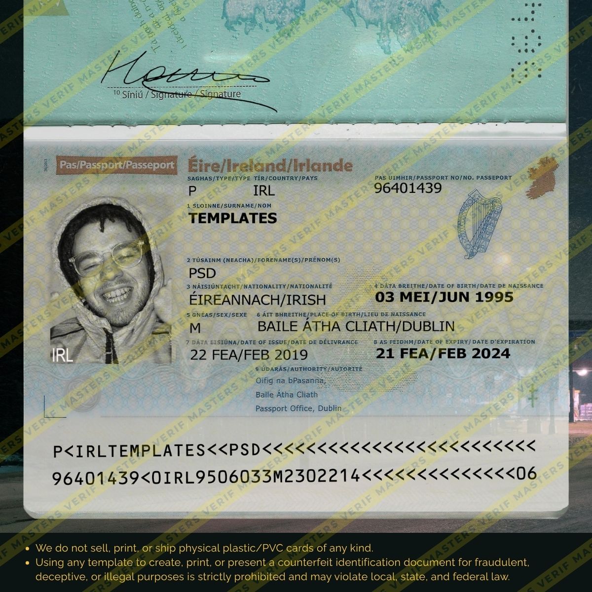 Ireland Passport Photoshop template