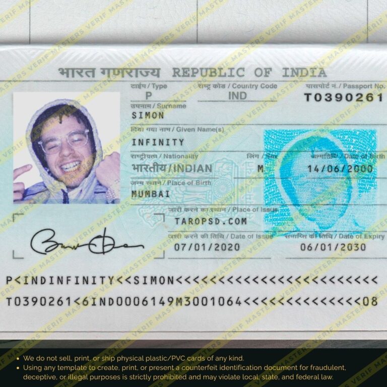 India Passport Photoshop template