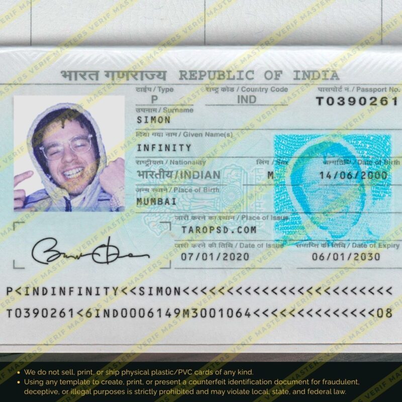 India Passport Photoshop template