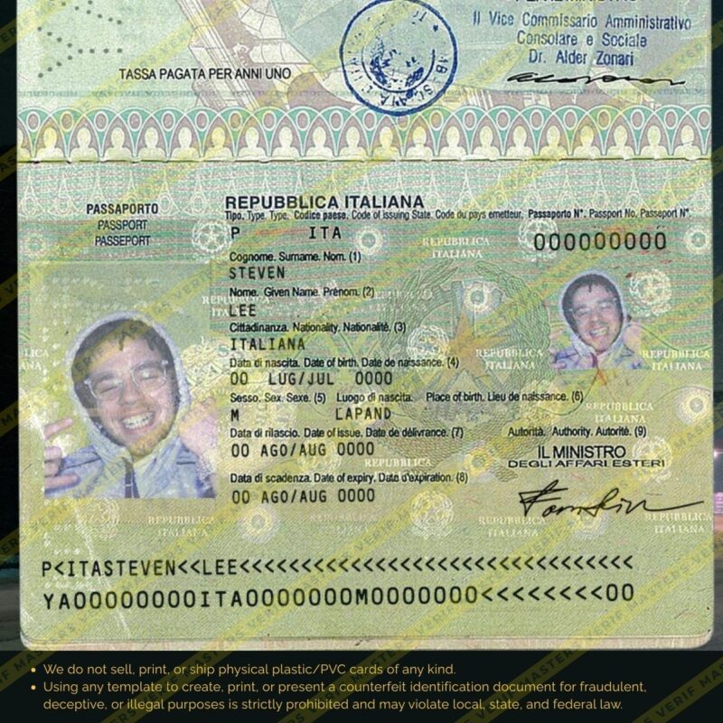 Italy Passport Photoshop template