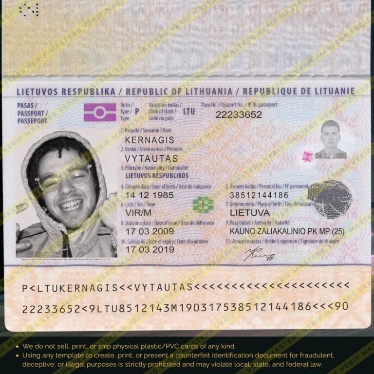 Lithuania Passport Photoshop template