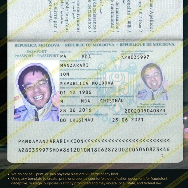 Moldova Passport Photoshop template