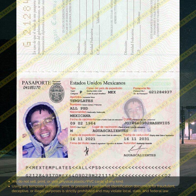 Mexico Passport Photoshop template