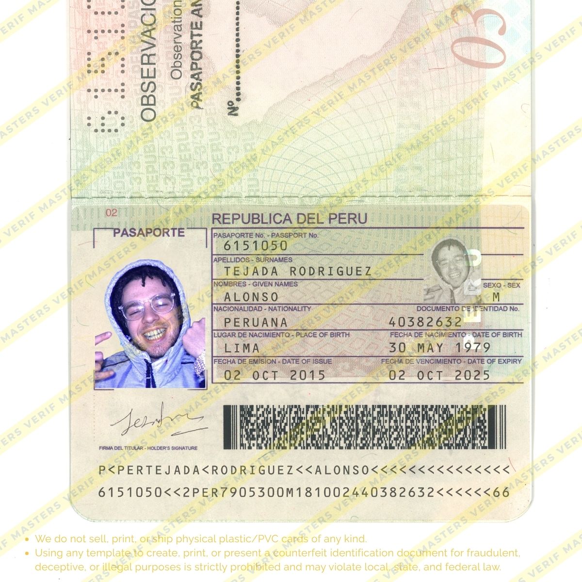 Peru Passport Photoshop template