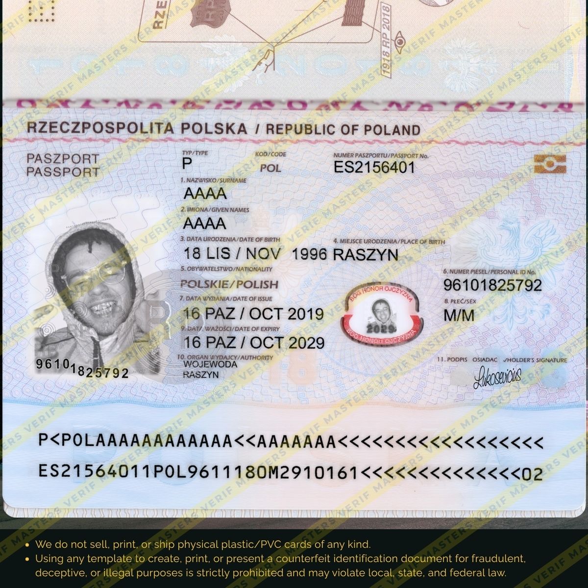 Poland Passport Photoshop template