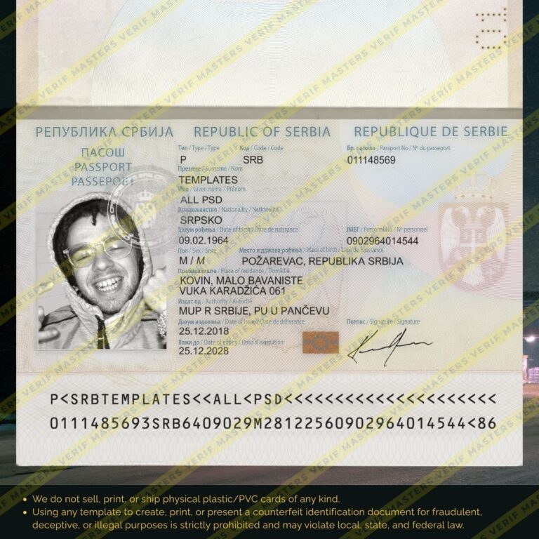 Serbia Passport Photoshop template