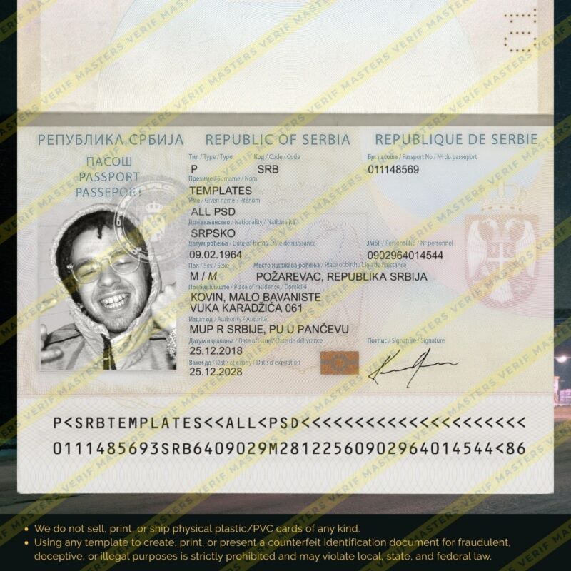 Serbia Passport Photoshop template