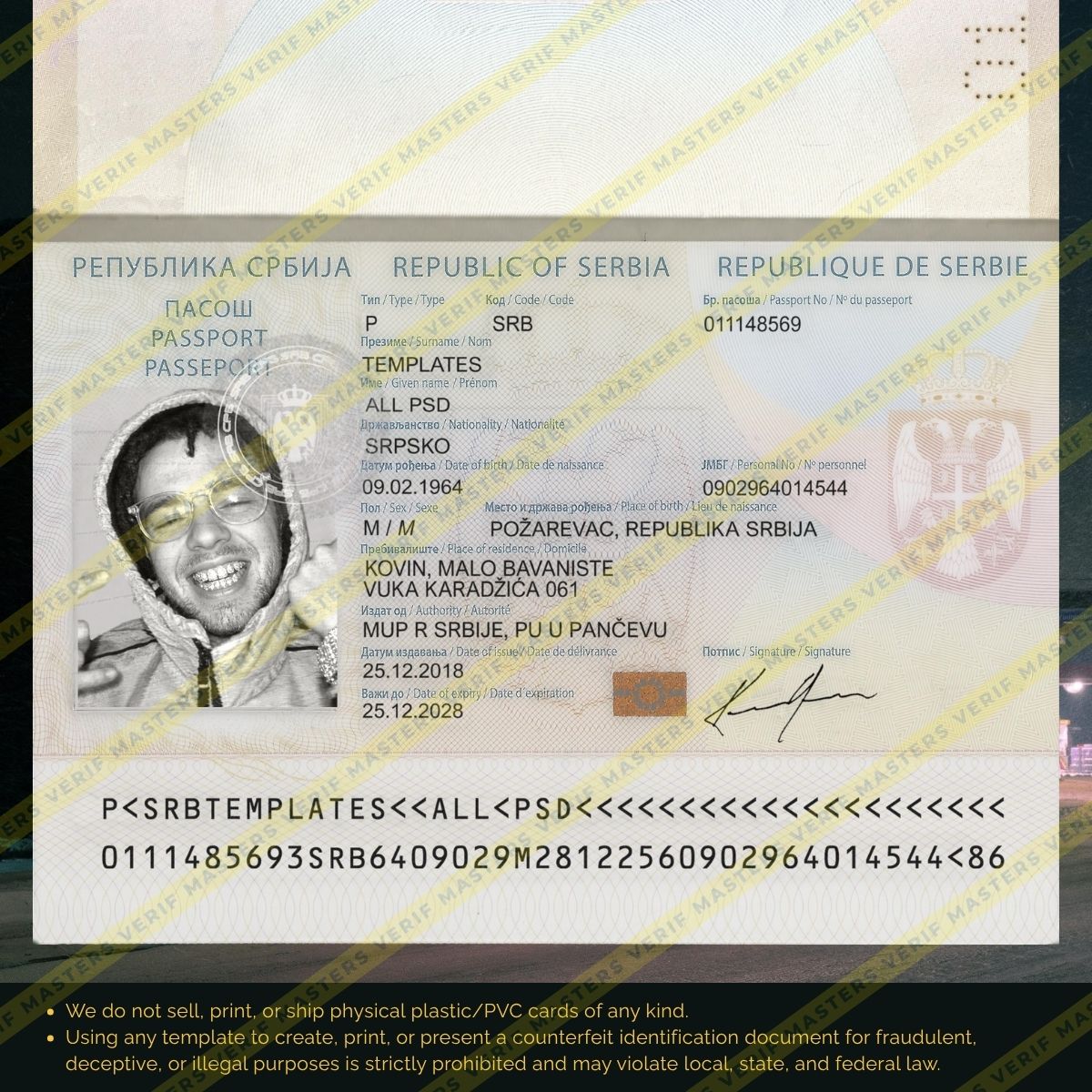 Serbia Passport Photoshop template