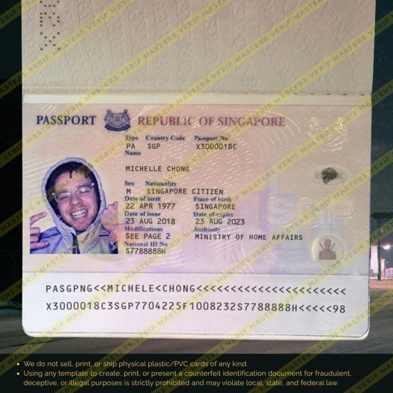 Singapore Passport Photoshop template