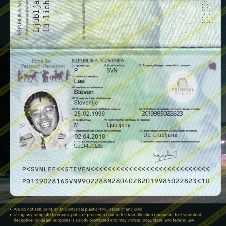 Slovenia Passport Photoshop template