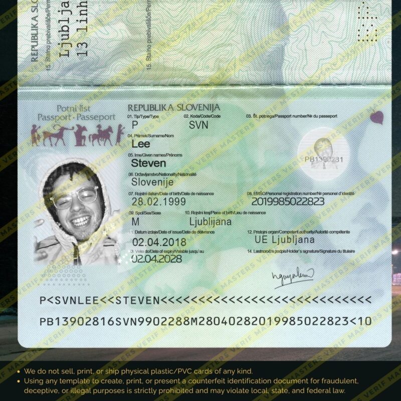 Slovenia Passport Photoshop template
