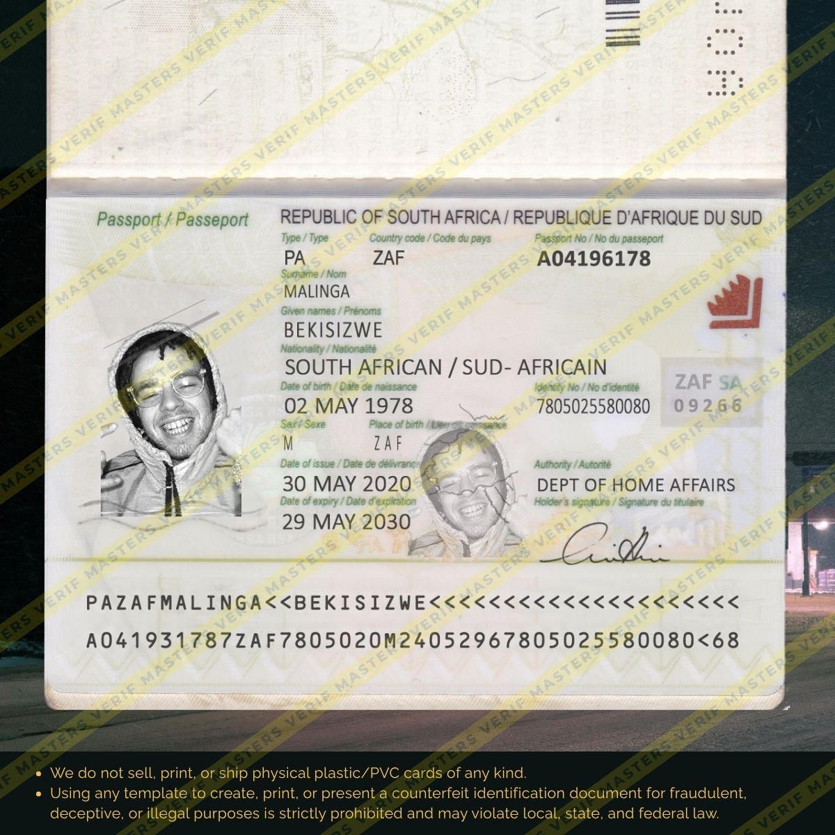South Africa Passport Photoshop template