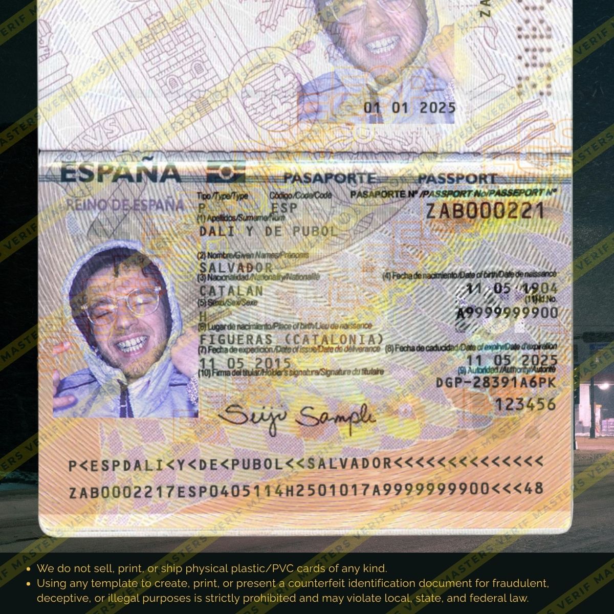 Spain Passport Photoshop template