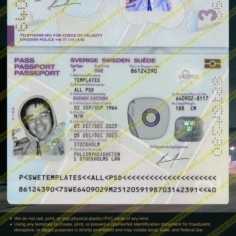 Sweden Passport Photoshop template