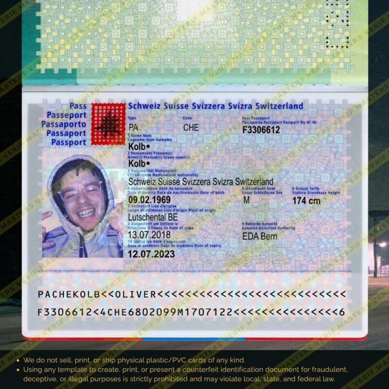 Switzerland Passport Photoshop template