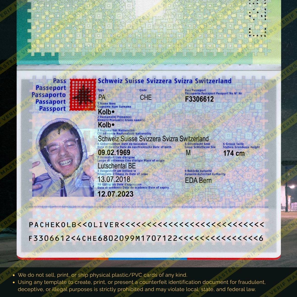 Switzerland Passport Photoshop template