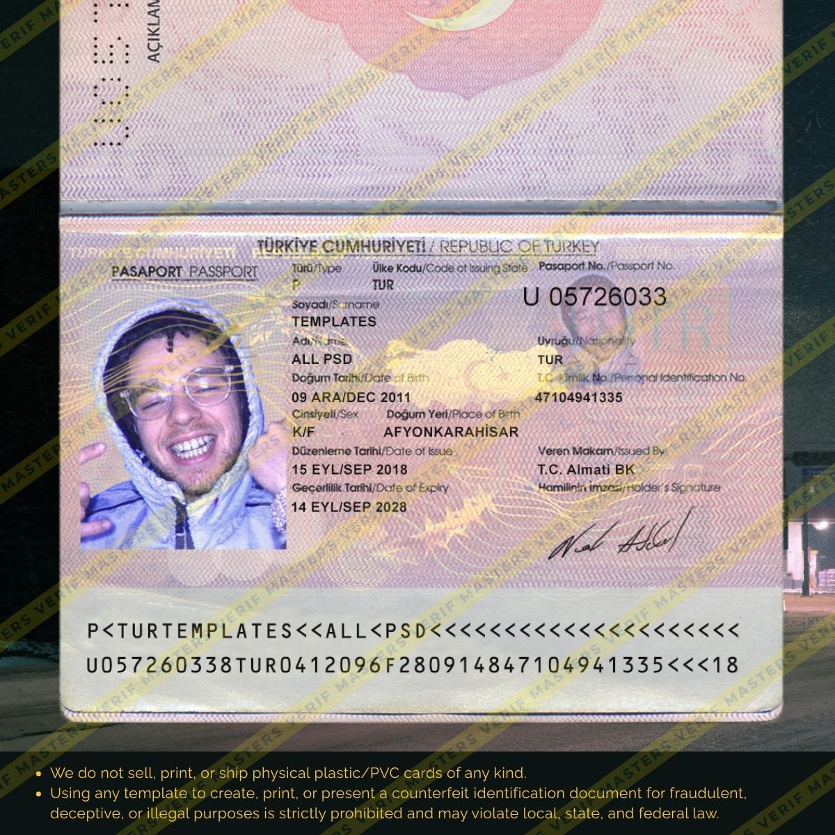 Turkey Passport Photoshop template