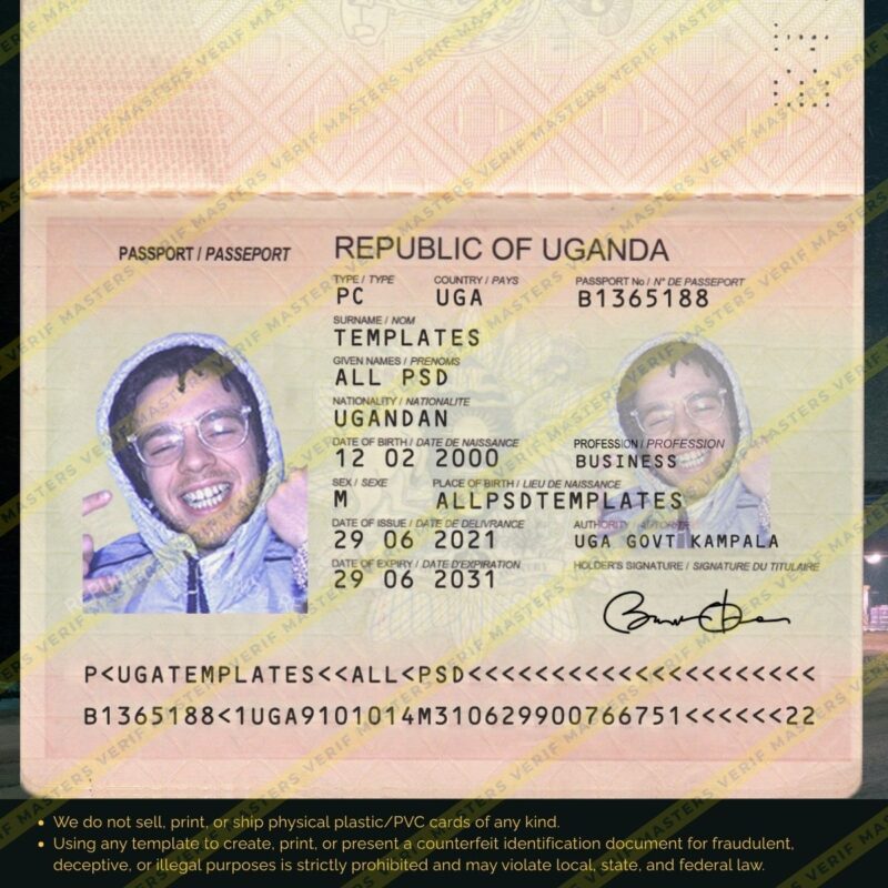 Uganda Passport Photoshop template