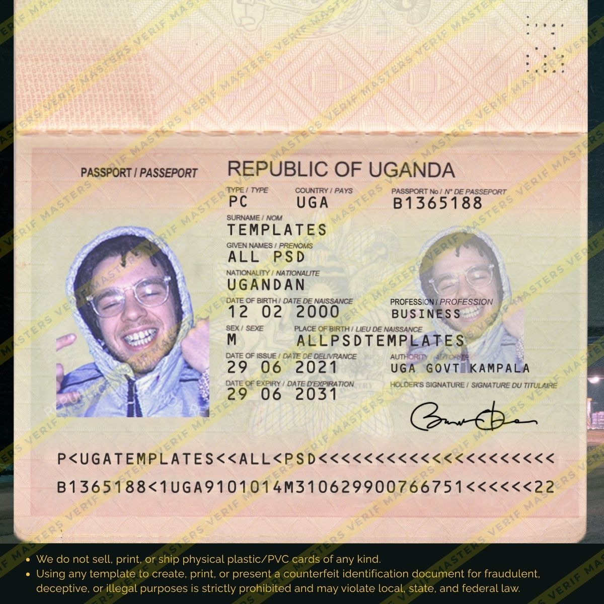 Uganda Passport Photoshop template