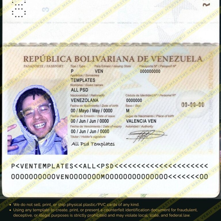 Venezuela Passport Photoshop template