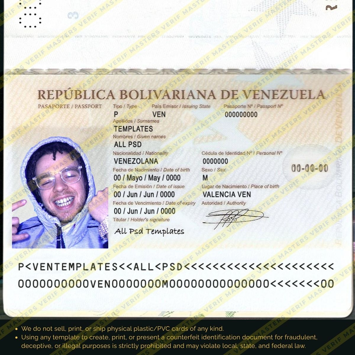 Venezuela Passport Photoshop template
