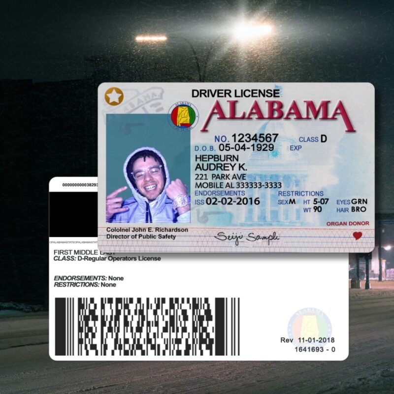 Alabama - AL Driver's License Photoshop Template